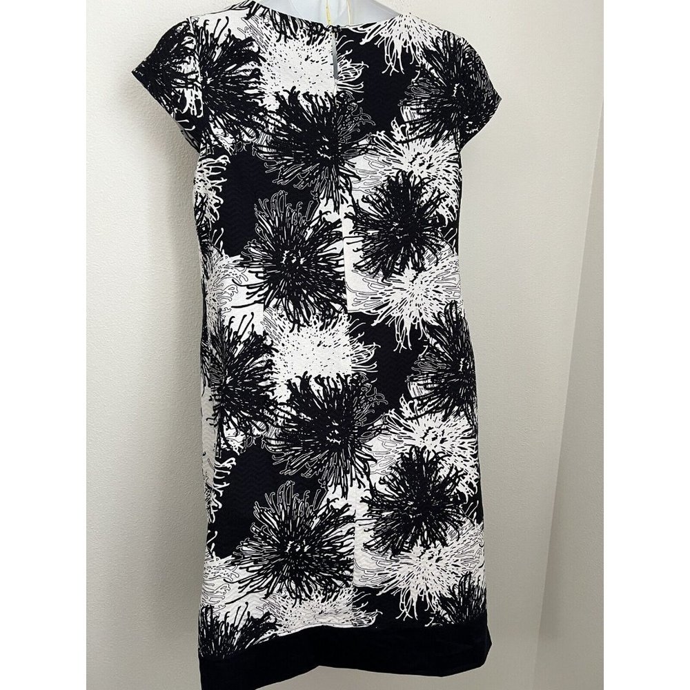 Talbots navy blue & White short sleeved sheath dress sz large beading cotton L - Picture 4 of 9